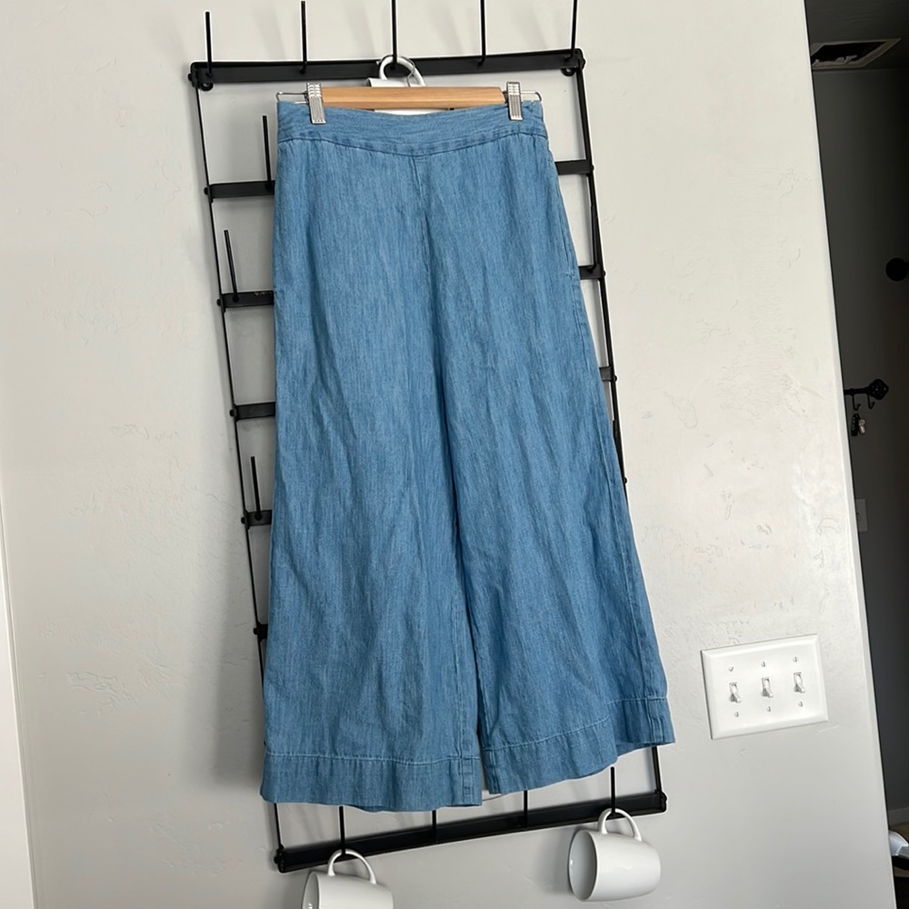 Madewell Huston Chambray Cropped Wide Leg Pant
